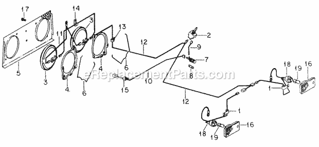 Electric Lighting Attachment Diagram and Parts List for 482 144-482-100, 143-482-399, 144-482-399, 205058 Cub Cadet Lawn Tractor